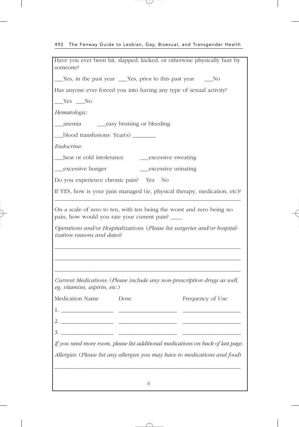 Sample New Patient Intake Form, Page 6