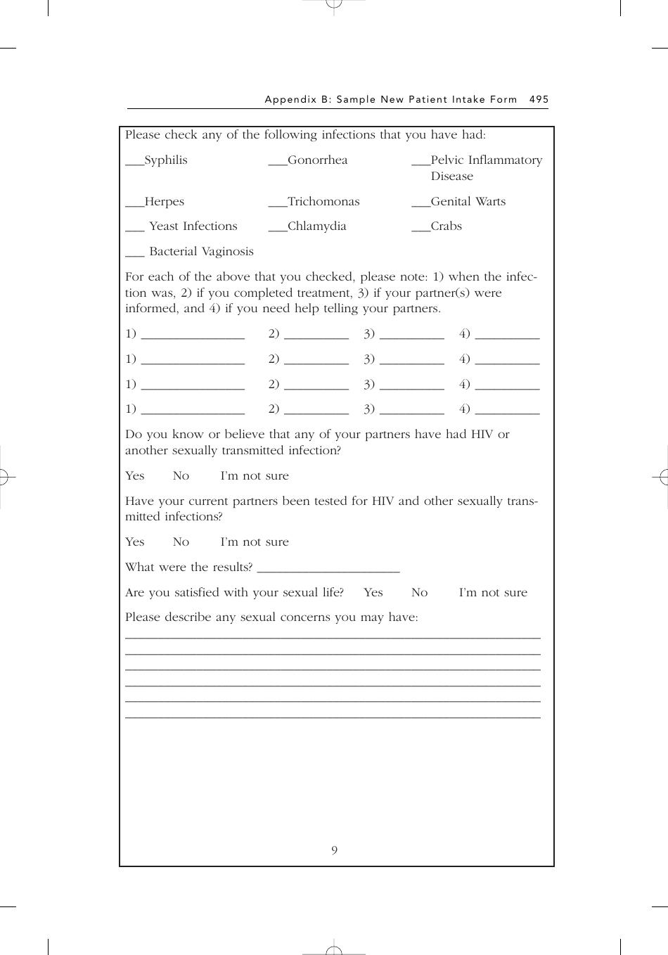 Sample New Patient Intake Form, Page 9