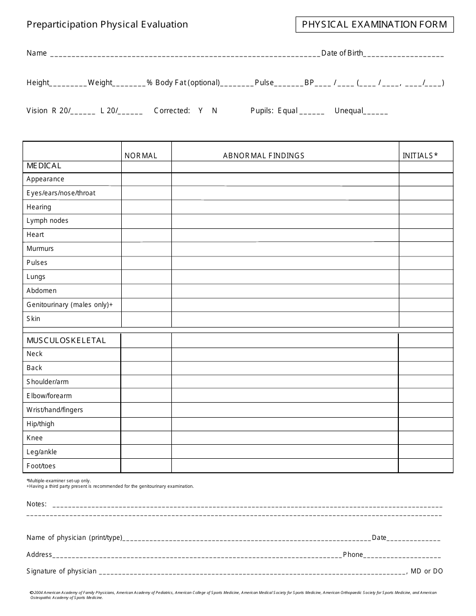 Pre-participation Physical Evaluation: History Form - American Medical Society for Sports Medicine, Page 2