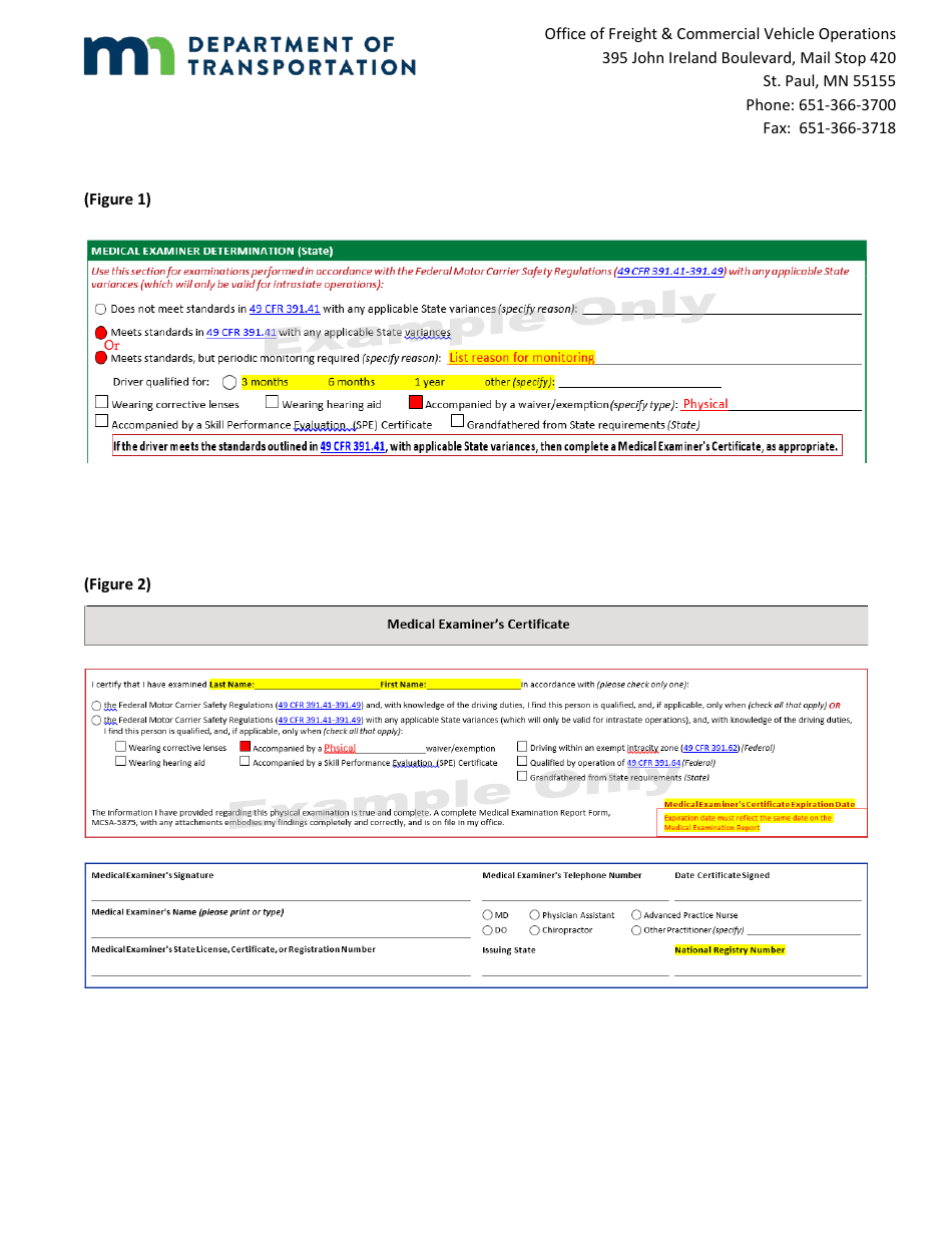 Minnesota Intrastate Driver Waiver Application - Physical - Minnesota, Page 7