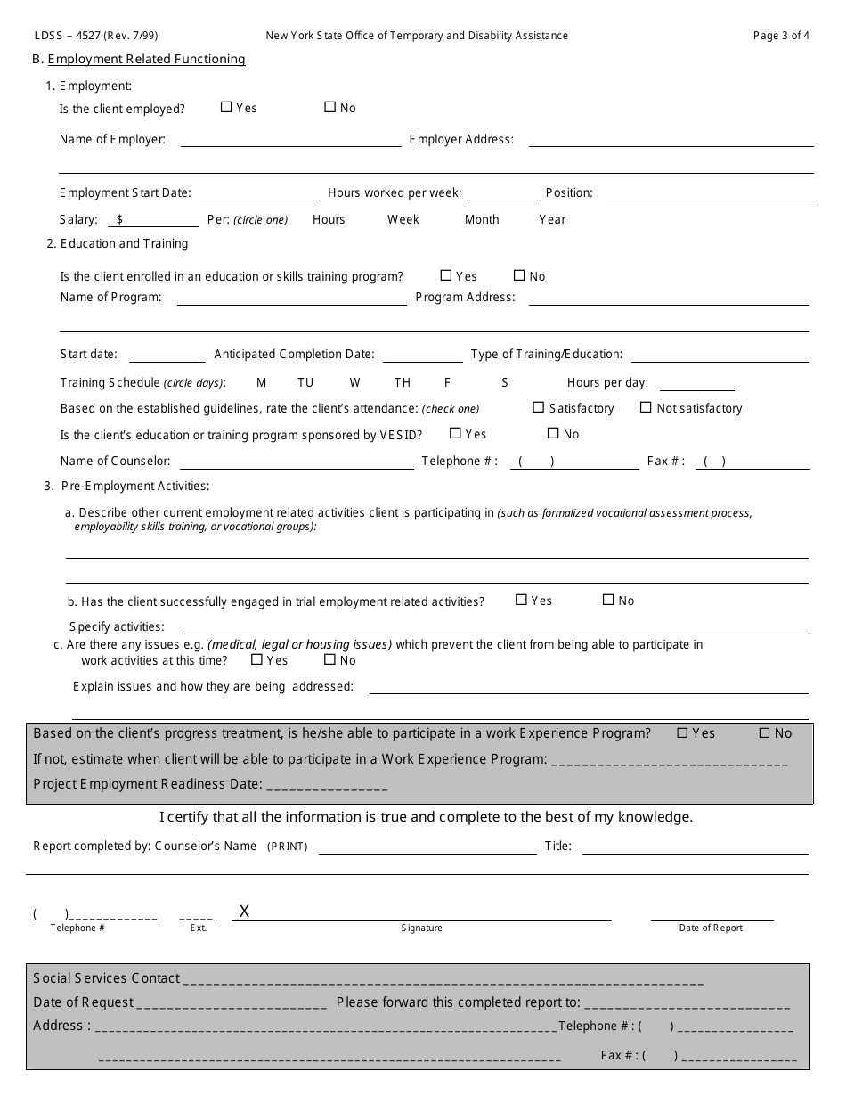 Form LDSS-4527 Alcoholism and Substance Abuse Treatment Program Progress Report - New York, Page 3