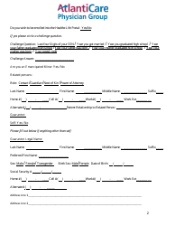 Patient Registration Form - Atlanti Care Physician Group, Page 2