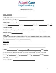 Document preview: Patient Registration Form - Atlanti Care Physician Group