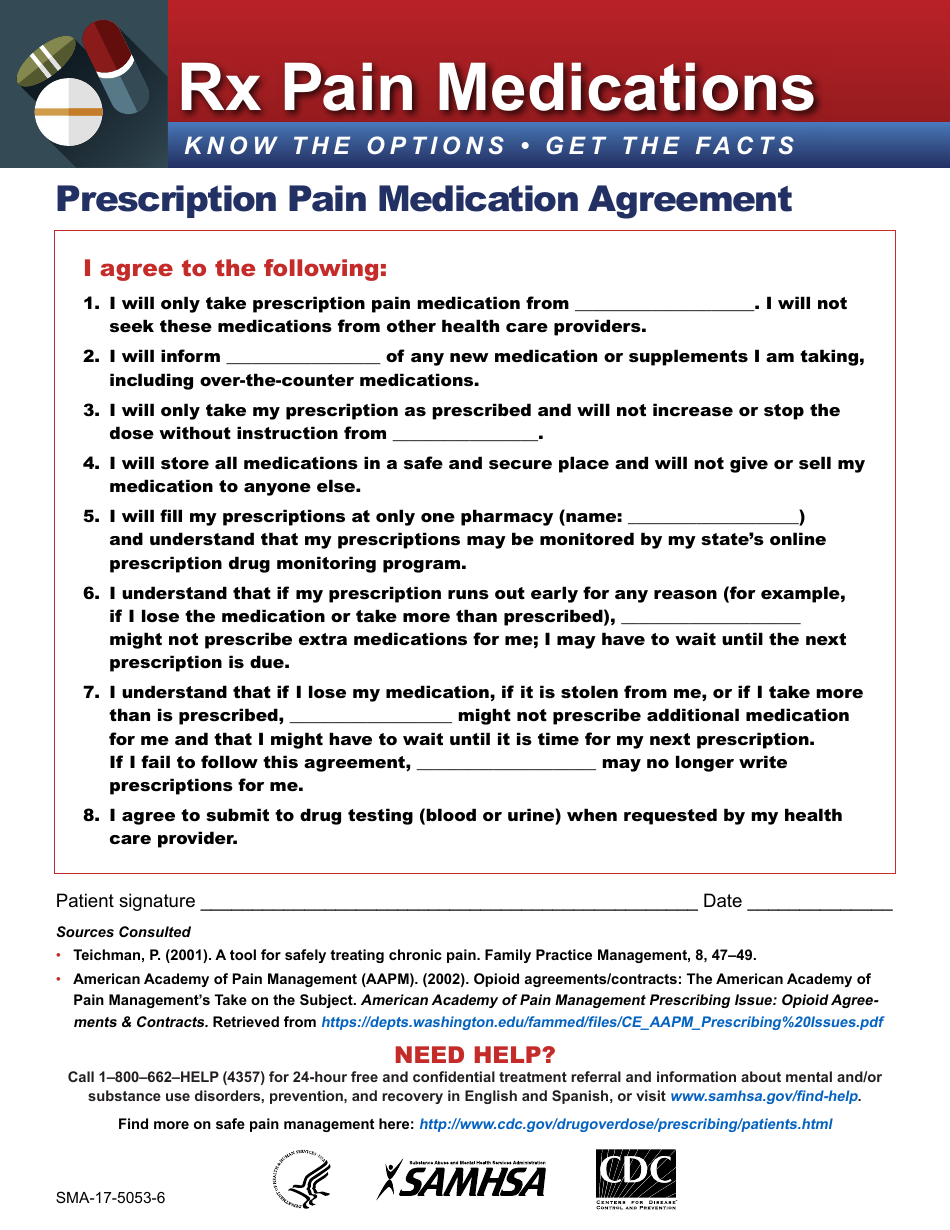 Prescription Pain Medication Agreement - Rx Pain Medications, Page 1