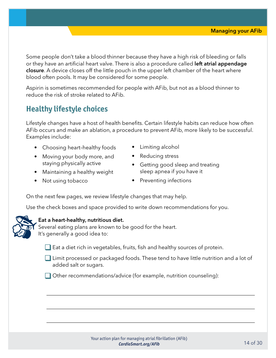 Action Plan for Managing Atrial Fibrillation (Afib) - Cardiosmart, Page 14