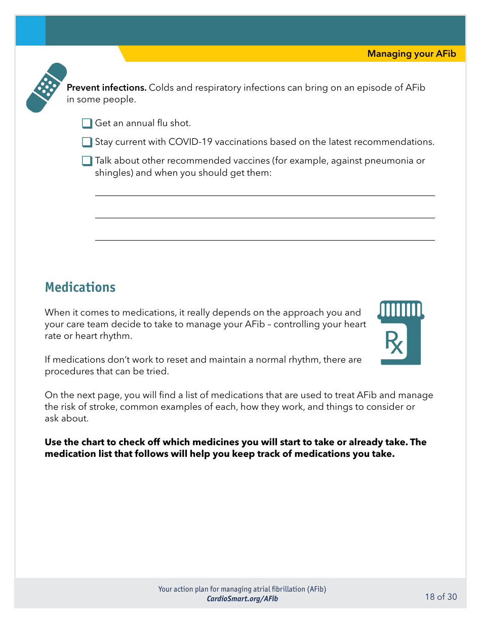 Action Plan for Managing Atrial Fibrillation (Afib) - Cardiosmart, Page 18