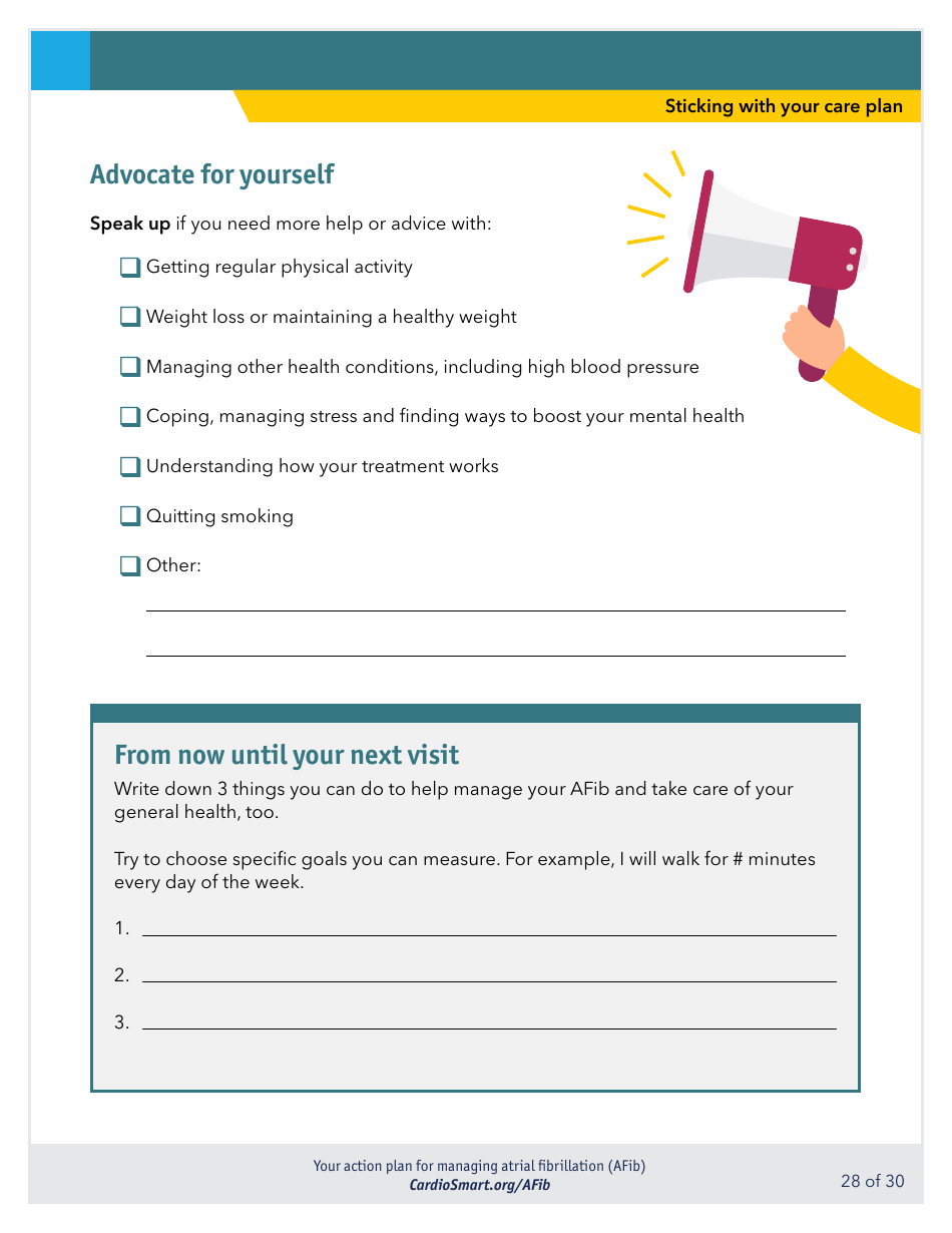 Action Plan for Managing Atrial Fibrillation (Afib) - Cardiosmart, Page 28