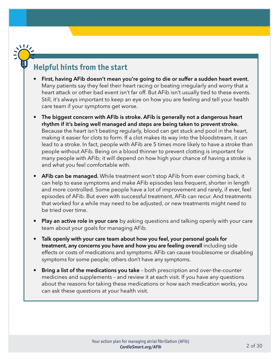 Action Plan for Managing Atrial Fibrillation (Afib) - Cardiosmart ...