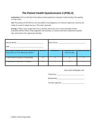 Document preview: Form ACAPEC-3479-22 The Patient Health Questionnaire-2 (Phq-2)