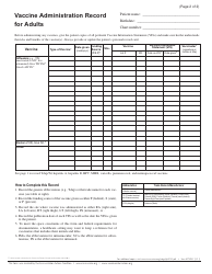 Vaccine Administration Record for Adults, Page 2