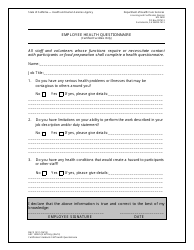 Document preview: Form DHCS5011 Employee Health Questionnaire - California