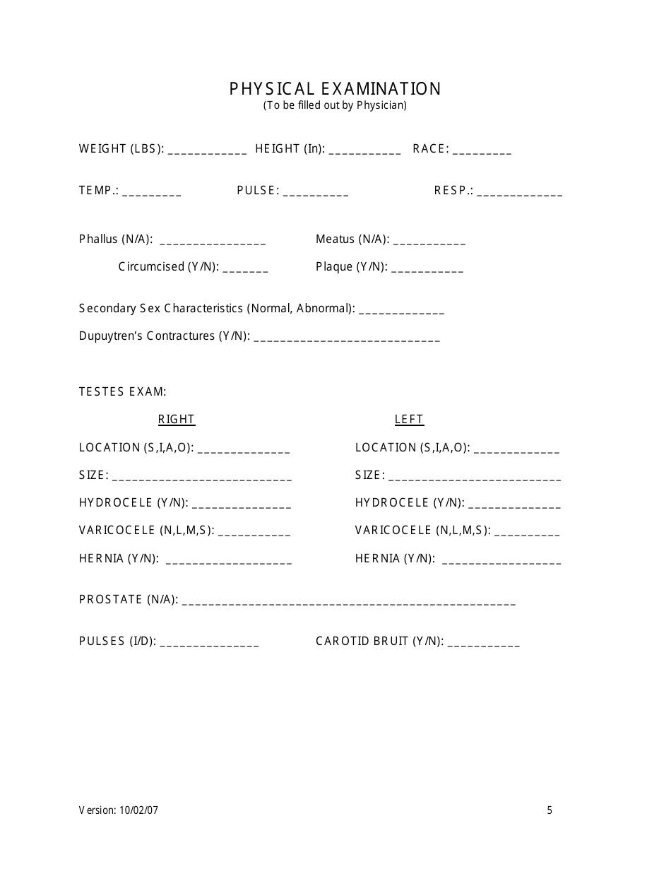 Erectile Dysfunction Questionnaire, Page 5