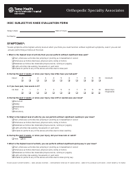 Document preview: Ikdc Subjective Knee Evaluation Form - Texas Health Orthopedic Specialty Associates