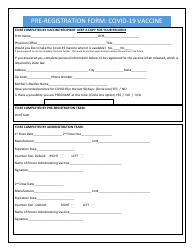 Document preview: Pre-registration Form: Covid-19 Vaccine