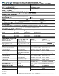 Minnesota Initial Refugee Health Assessment Form - Minnesota