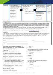 Vaccine Preventable Diseases Evidence Certification Form - Queensland, Australia, Page 2