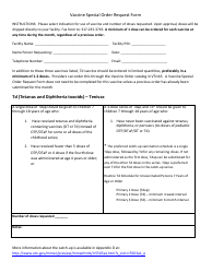 Vaccine Special Order Request Form - Indiana