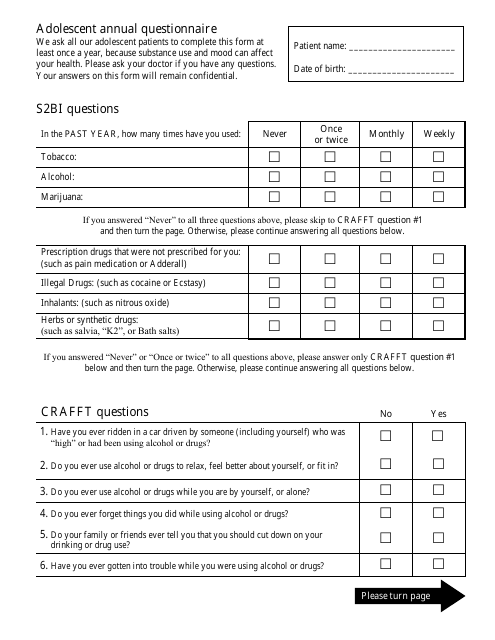 Adolescent Annual Questionnaire
