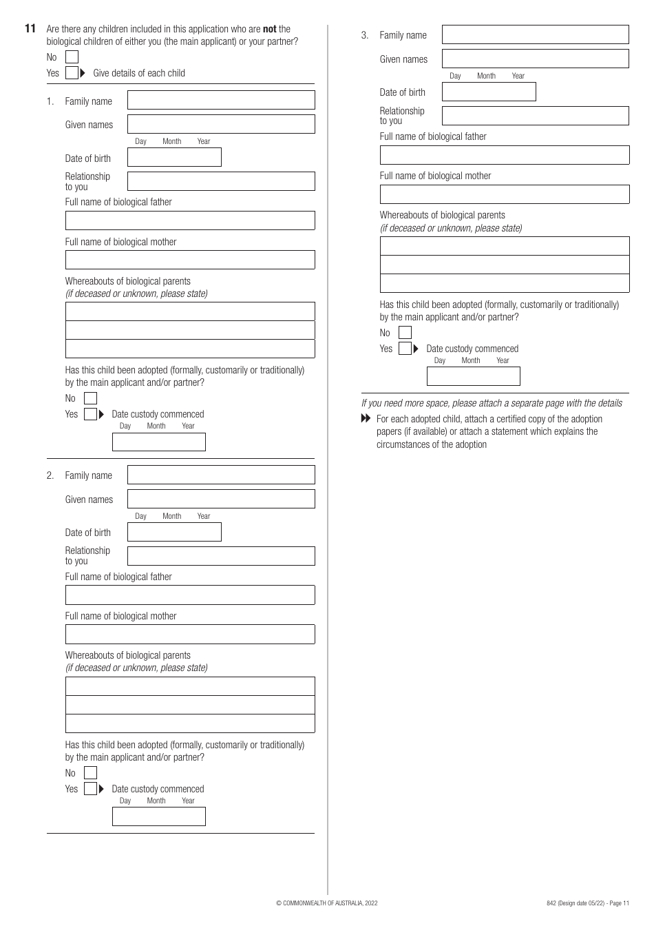 Form 842 Application for an Offshore Humanitarian Visa - Australia, Page 11