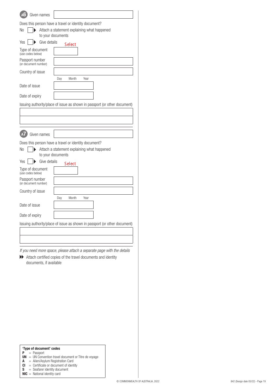 Form 842 Application for an Offshore Humanitarian Visa - Australia, Page 19