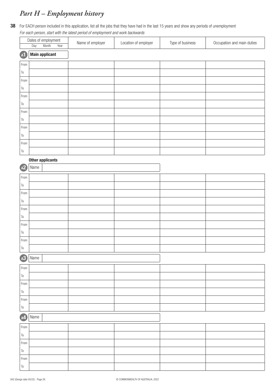Form 842 Application for an Offshore Humanitarian Visa - Australia, Page 26