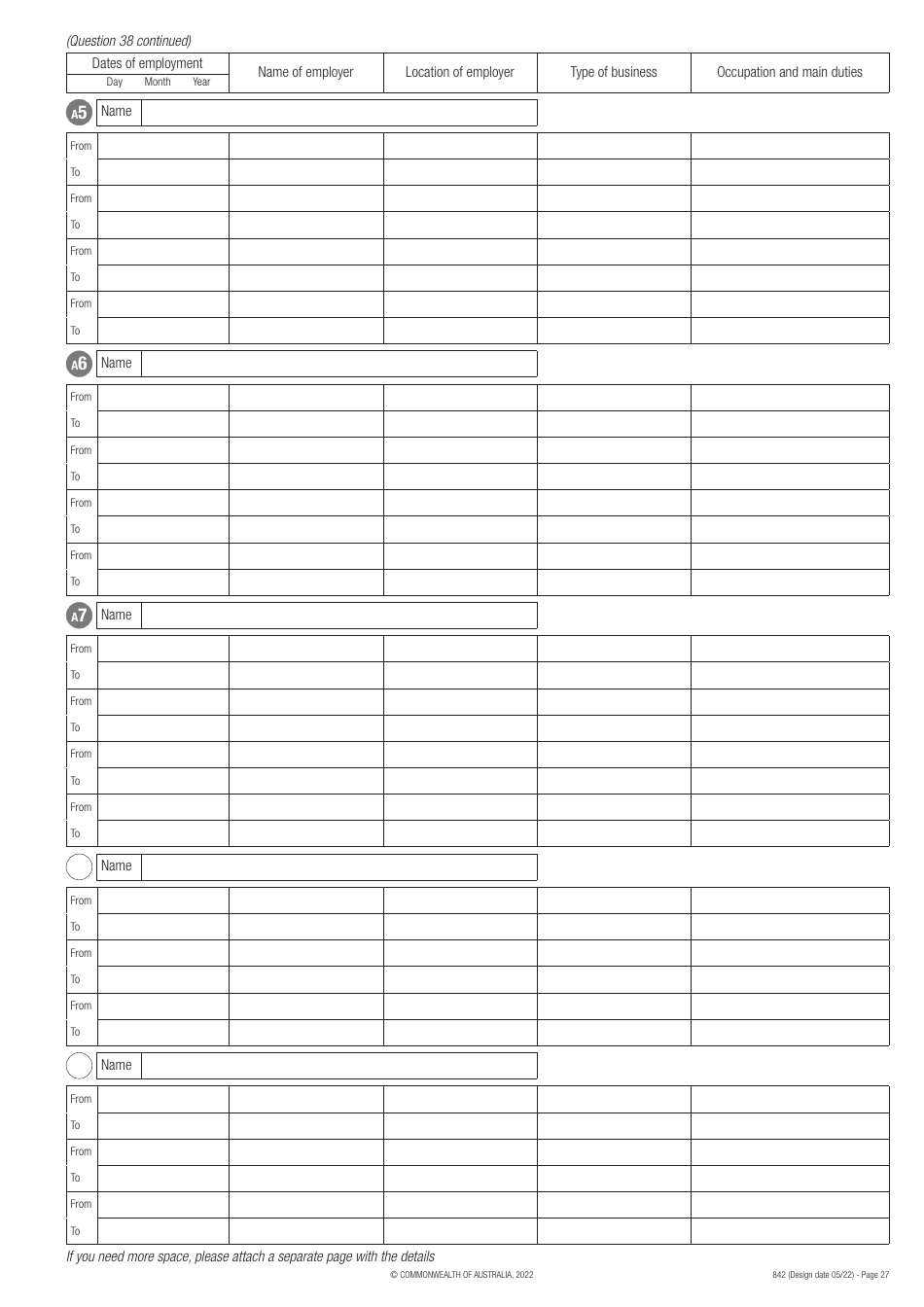 Form 842 Application for an Offshore Humanitarian Visa - Australia, Page 27