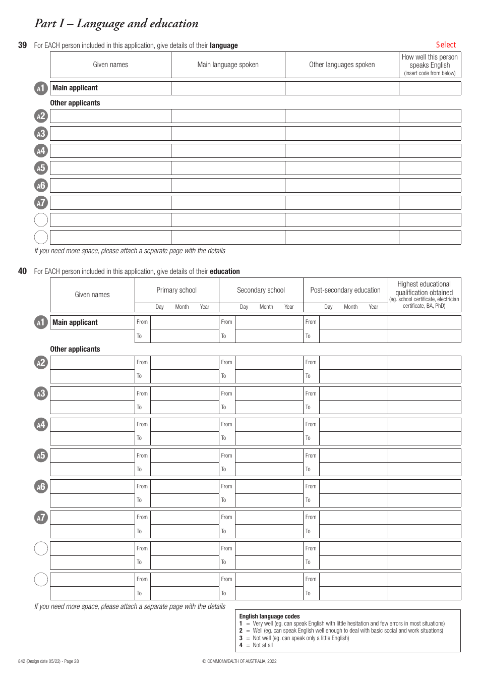 Form 842 Application for an Offshore Humanitarian Visa - Australia, Page 28