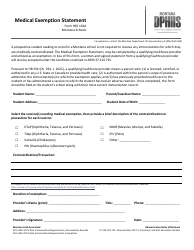 Form HES101A Montana Schools Medical Exemption Statement - Montana