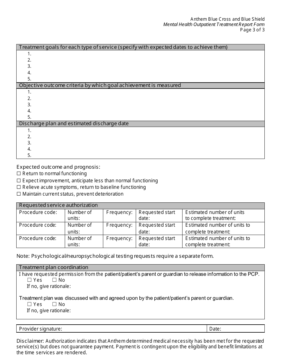 Form ANVPEC-1582-21 Mental Health Outpatient Treatment Report Form, Page 3