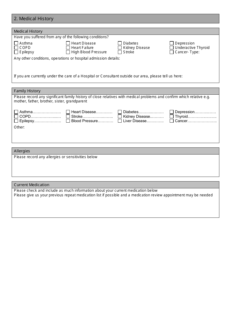 New Patient Registration Form - Adult - United Kingdom, Page 2