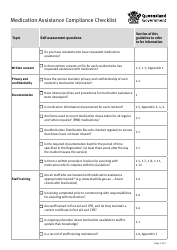 Document preview: Medication Assistance Compliance Checklist - Queensland, Australia