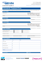 Document preview: Orthodontic Treatment Form - Latrobe Health Services