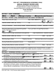 Document preview: Form DCH-3877 Preadmission Screening (Pas)/Annual Resident Review (Arr) - Michigan