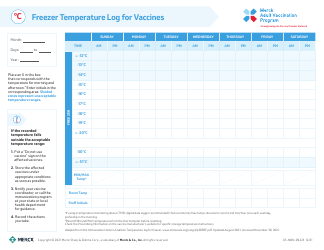 Freezer Temperature Log for Vaccines - Merck, Page 2