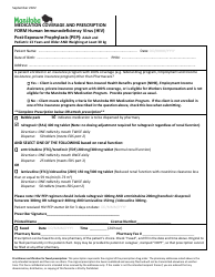 Document preview: Medication Coverage and Prescription Form - Human Immunodeficiency Virus (HIV) Post-exposure Prophylaxis (Pep): Adult and Pediatric 13 Years and Older and Weighing at Least 30 Kg - Manitoba, Canada