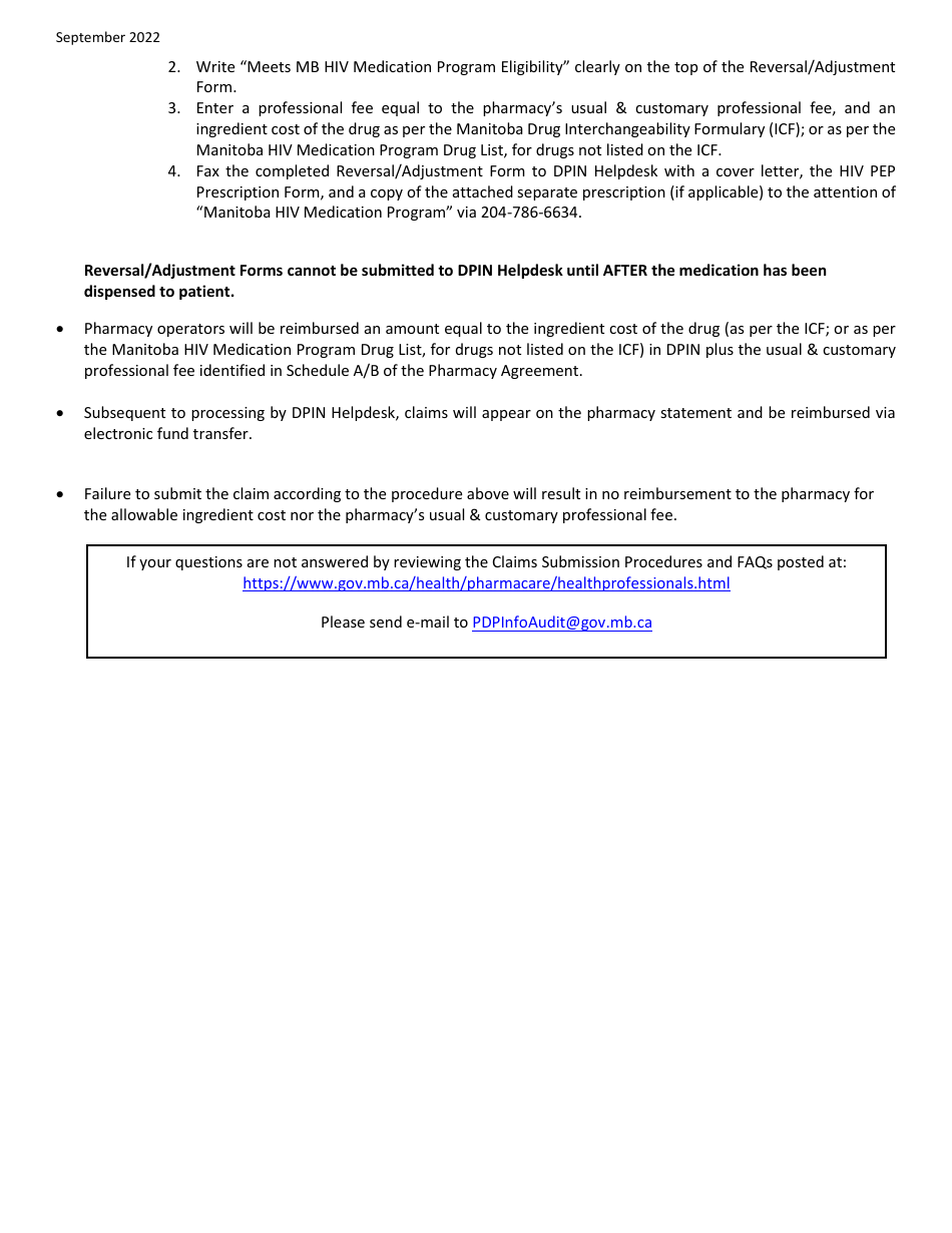 Medication Coverage and Prescription Form - Human Immunodeficiency Virus (HIV) Post-exposure Prophylaxis (Pep): Adult and Pediatric 13 Years and Older and Weighing at Least 30 Kg - Manitoba, Canada, Page 7