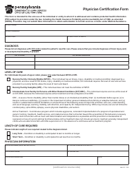 Form MA570 Physician Certification Form - Pennsylvania