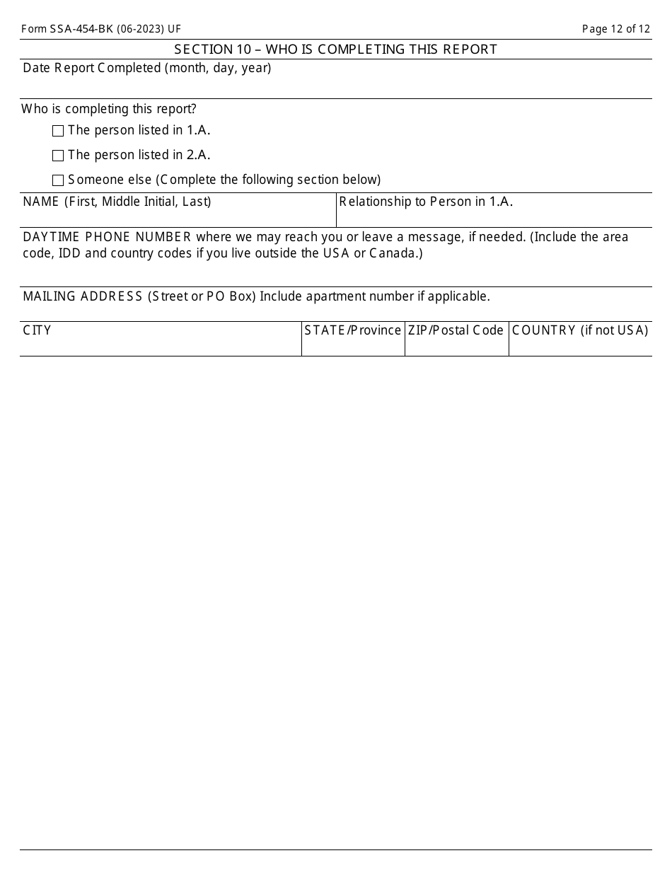 Form SSA-454-BK Continuing Disability Review Report, Page 12