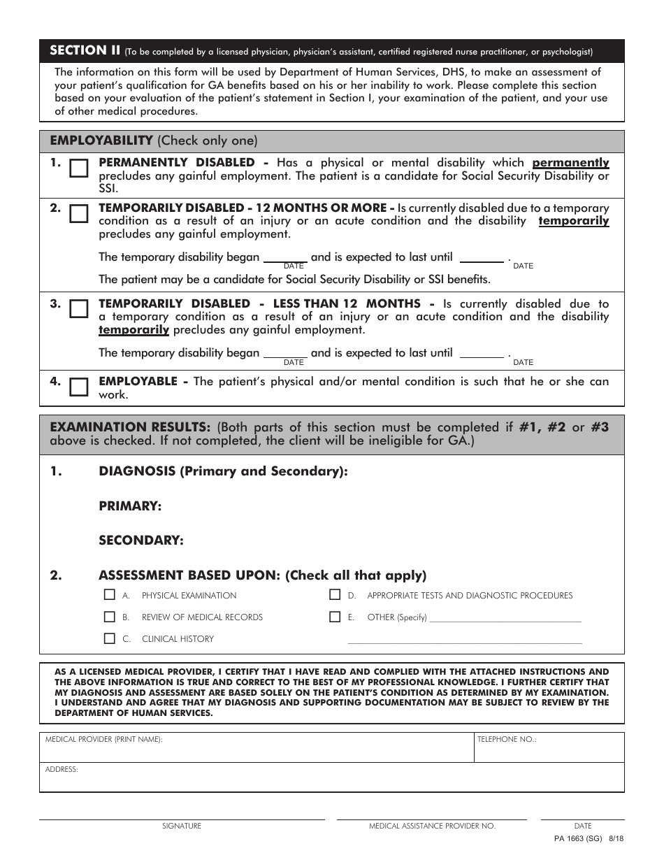 Form PA1663 Employability Assessment Form - Pennsylvania, Page 4