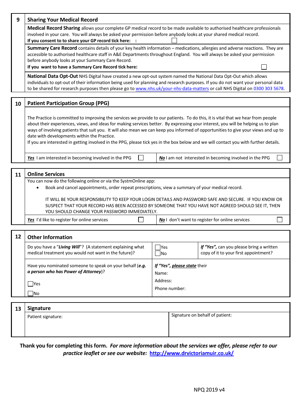 New Patient Registration Form (adult: 16 And Over) - Dr Victoria Muir's 