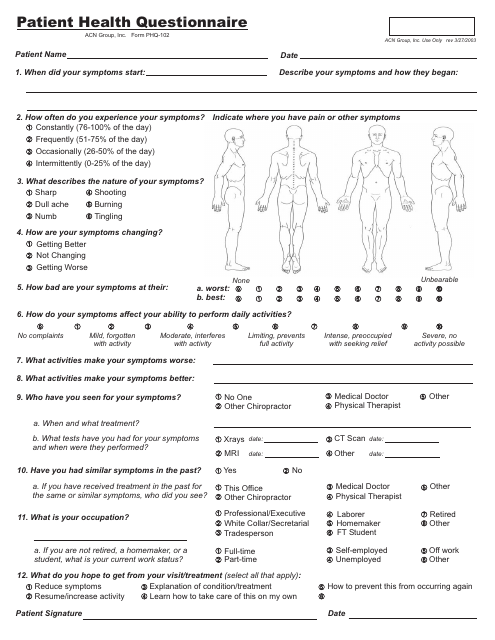 Patient Health Questionnaire - Acn Group