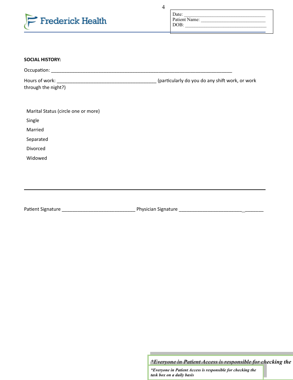 Health History Form - Frederick Health, Page 4