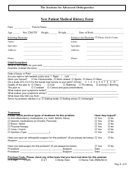 New Orthopedic Patient Medical History Form - the Institute for Advanced Orthopaedics