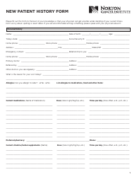 New Patient History Form - Norton Cancer Institute