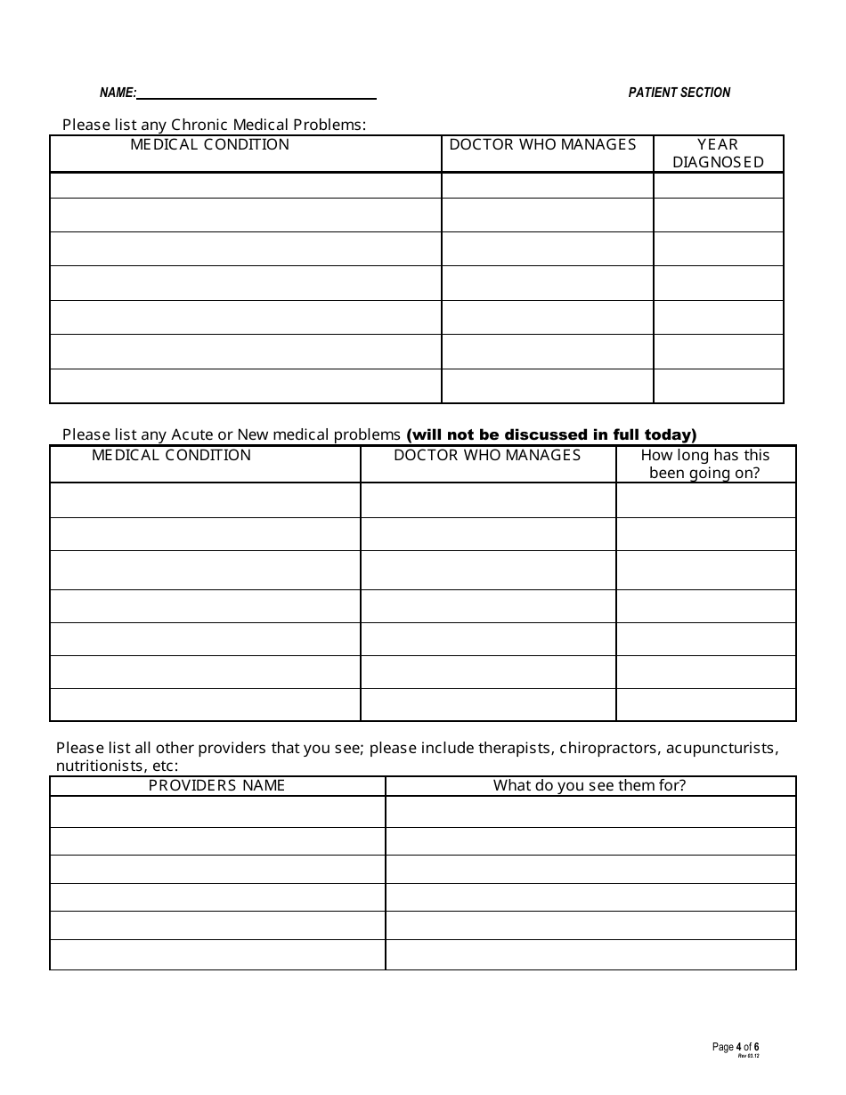 Medicare Wellness Visit Patient Questionnaire Download Printable PDF ...