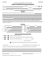 Document preview: Form KDESHS001 Medical Examination of School Employees - Kentucky