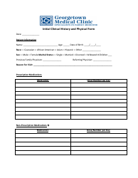 Initial Clinical History and Physical Form - Georgetown Medical Clinic