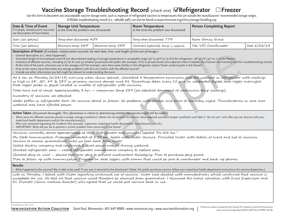 Temperature Log for Refrigerator - Fahrenheit, Page 4