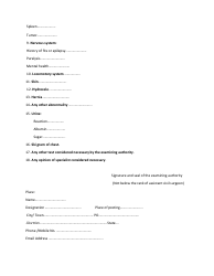 Form O Medical Examination Format - India, Page 3