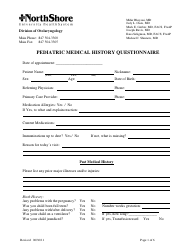 Pediatric Medical History Questionnaire - Northshore